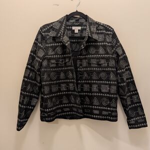 Christopher & Banks Stylish Black Patterned Women's Button Up Jacket